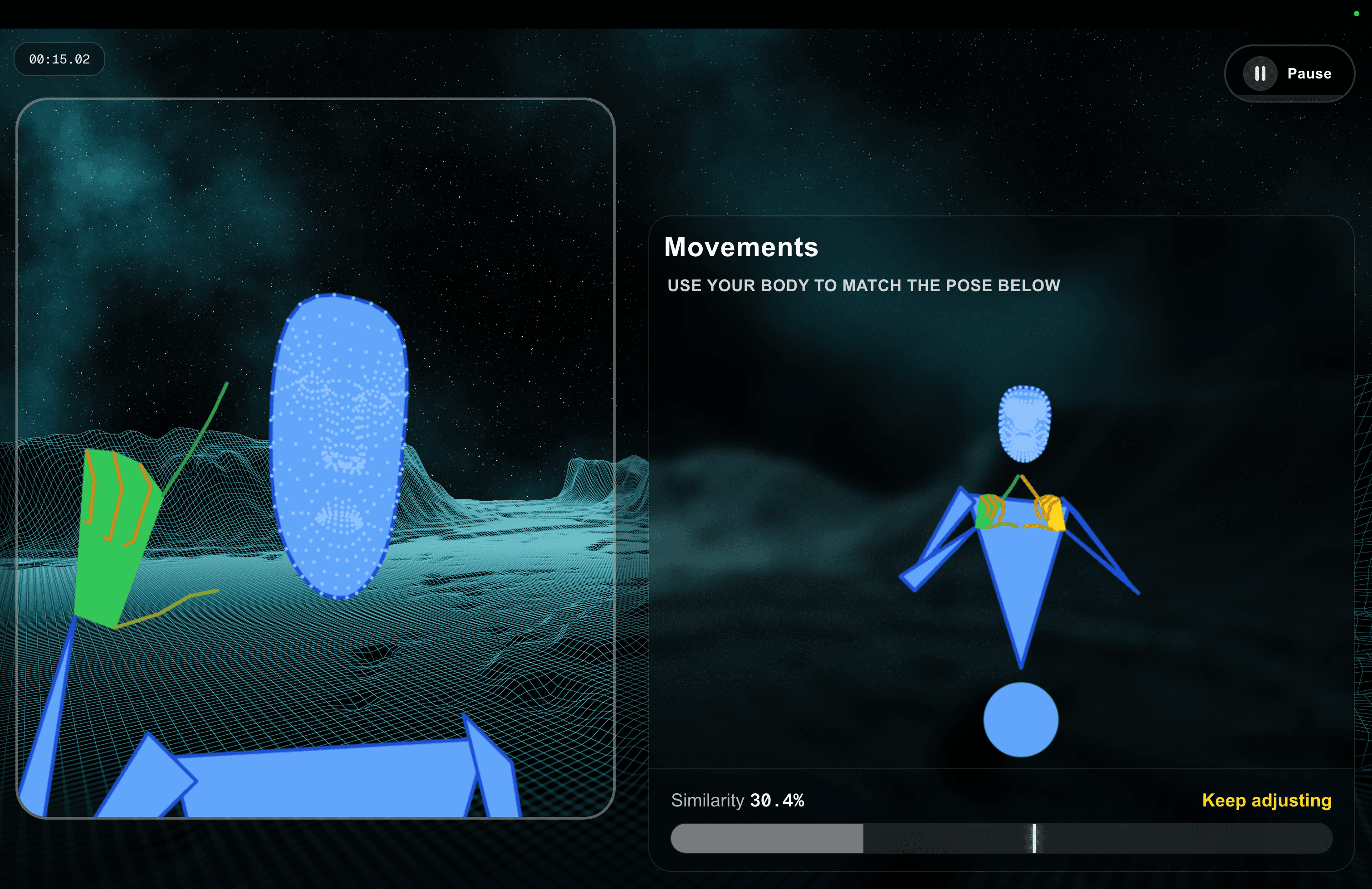 GetInShape real-time pose matching math gameplay