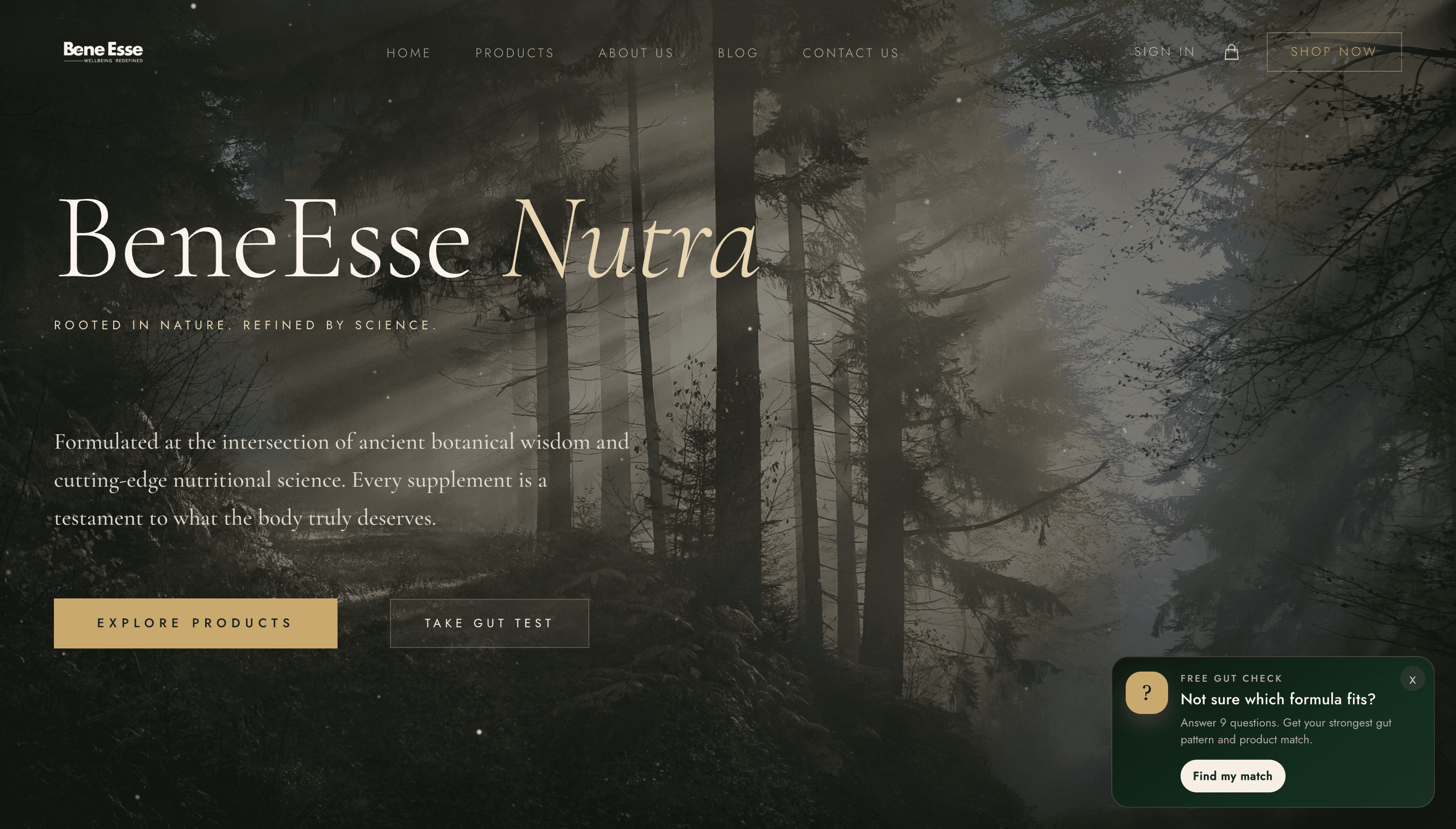 Bene Esse Nutra homepage hero