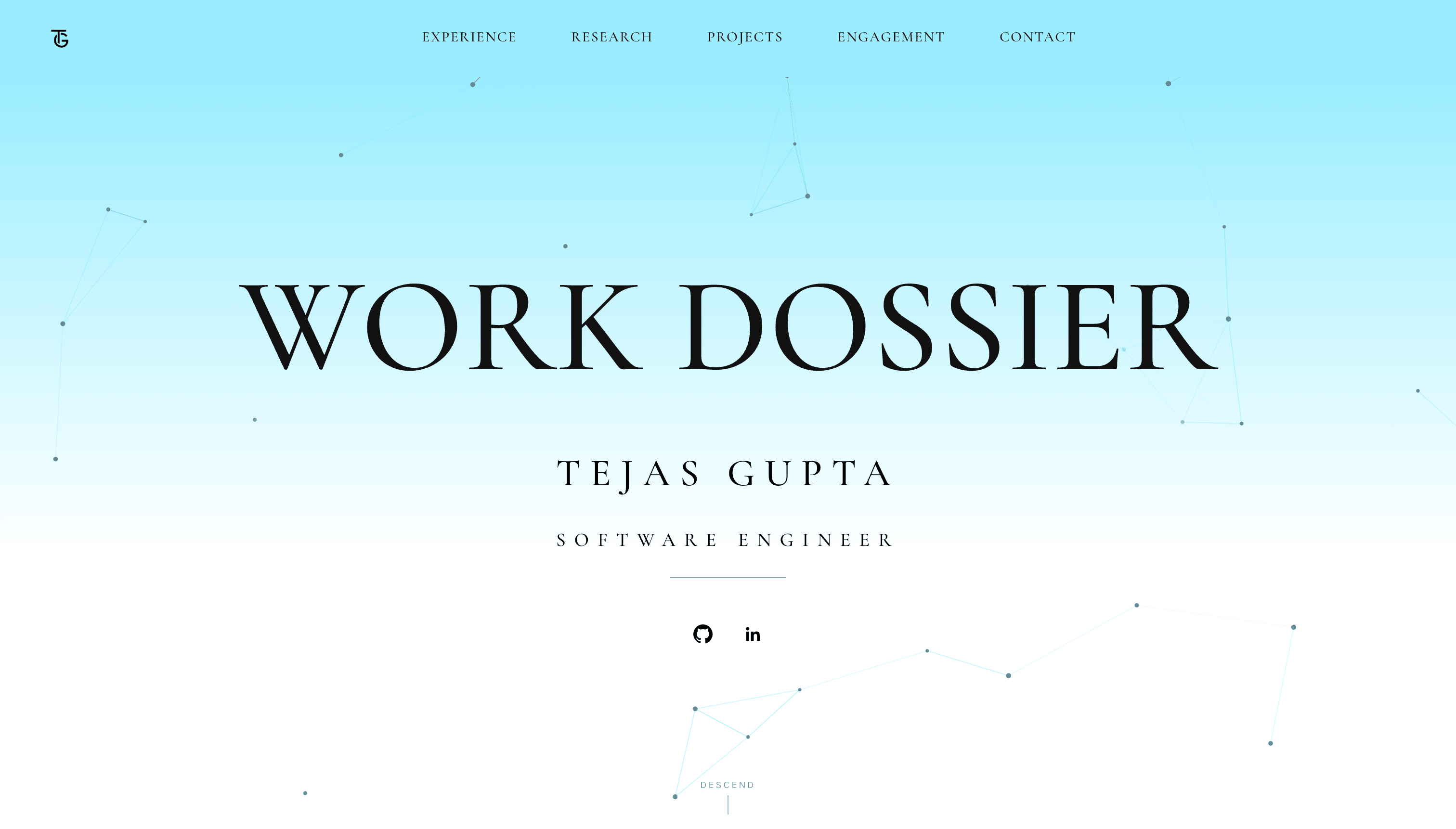 Tejas Gupta portfolio homepage