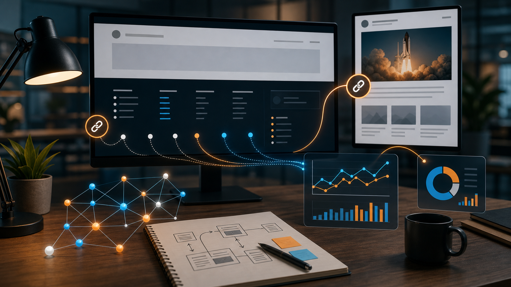 Hybrid SEO and referral link strategy dashboard