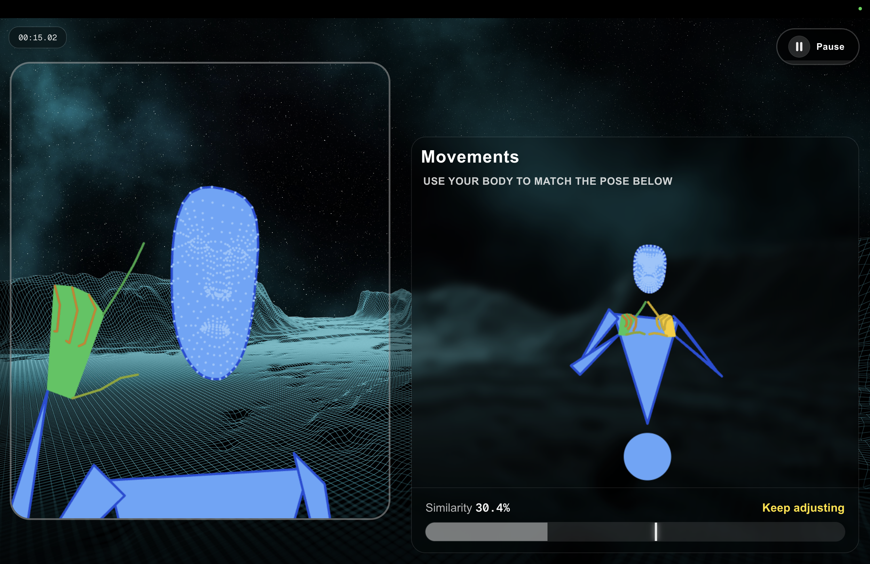 GetInShape real-time pose matching gameplay